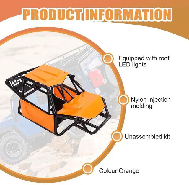 Alt view image 2 of 7 - Rock Tarantula Nylon -Body Shell Chassis Kit for 1/18 RC Crawler TRX4M Upgrade Orange
