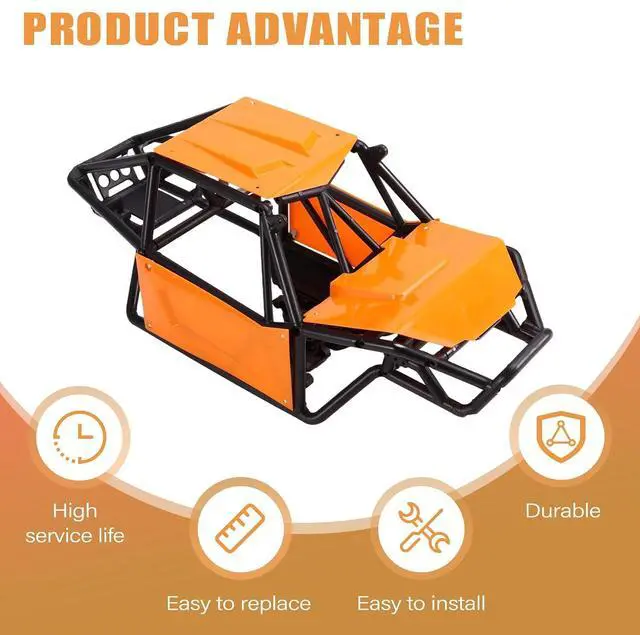 Alt view image 6 of 7 - Rock Tarantula Nylon -Body Shell Chassis Kit for 1/18 RC Crawler TRX4M Upgrade Orange