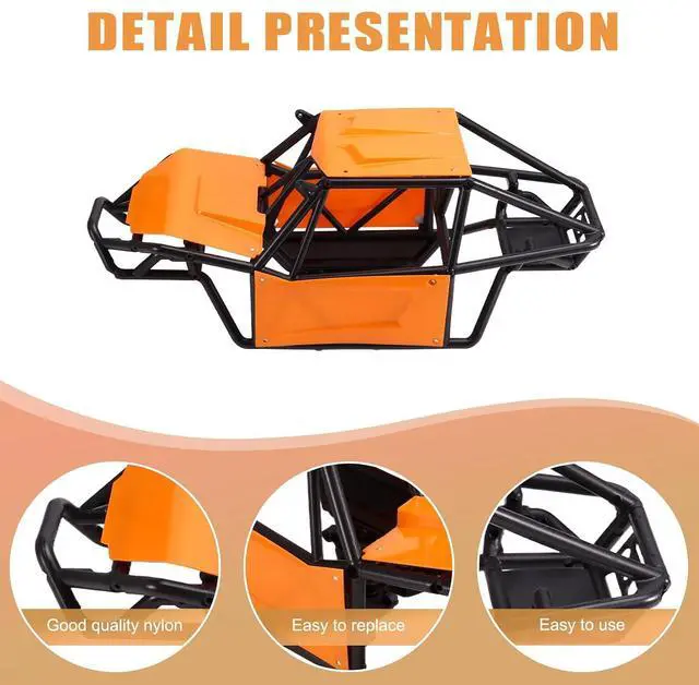 Alt view image 7 of 7 - Rock Tarantula Nylon -Body Shell Chassis Kit for 1/18 RC Crawler TRX4M Upgrade Orange