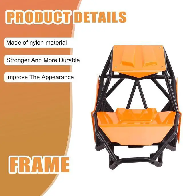 Alt view image 3 of 7 - Rock Tarantula Nylon -Body Shell Chassis Kit for 1/18 RC Crawler TRX4M Upgrade Orange