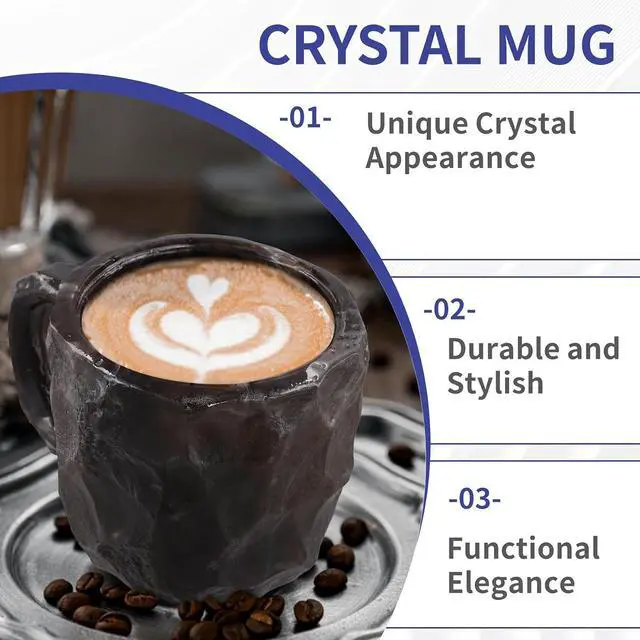 Alt view image 4 of 7 - Elegant Geode Crystal Coffee Mug -Mineral Crystal Coffee Cup Quartz Stone Cup, Ideal for Hot Beverages C