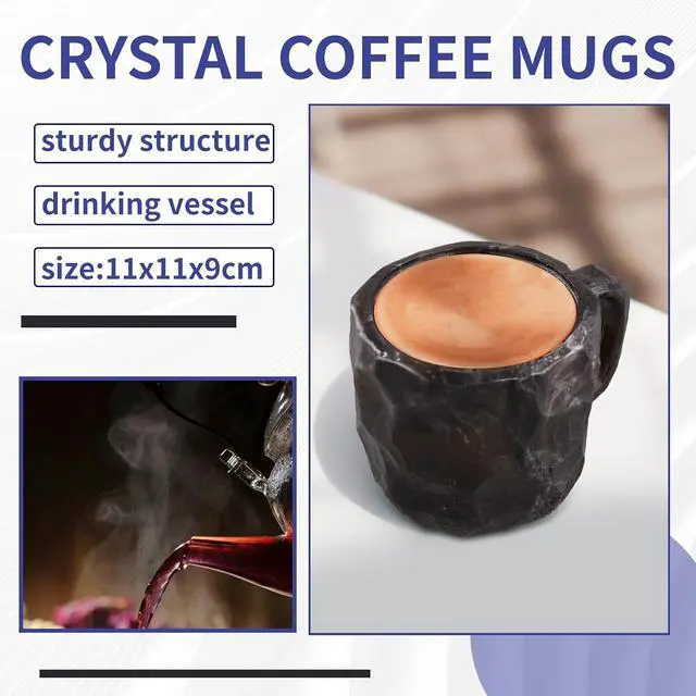 Alt view image 7 of 7 - Elegant Geode Crystal Coffee Mug -Mineral Crystal Coffee Cup Quartz Stone Cup, Ideal for Hot Beverages C