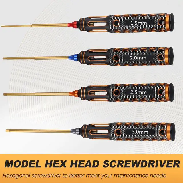 Alt view image 2 of 7 - 4pcs/Set Titanium Plating 1.5mm/2mm/2.5mm/3mm Hexagon Screwdriver Screw Driver Tool for Rc Model Car Boat Airplane