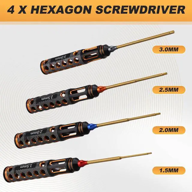 Alt view image 4 of 7 - 4pcs/Set Titanium Plating 1.5mm/2mm/2.5mm/3mm Hexagon Screwdriver Screw Driver Tool for Rc Model Car Boat Airplane