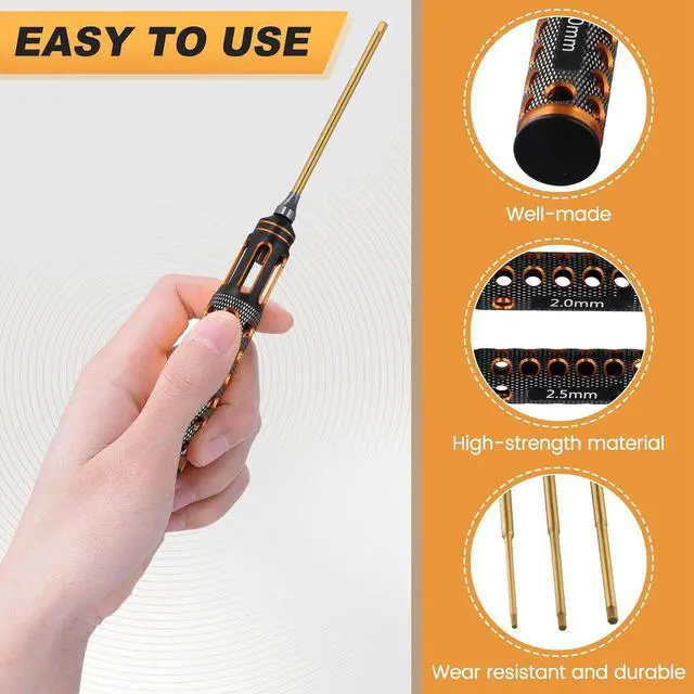 Alt view image 5 of 7 - 4pcs/Set Titanium Plating 1.5mm/2mm/2.5mm/3mm Hexagon Screwdriver Screw Driver Tool for Rc Model Car Boat Airplane
