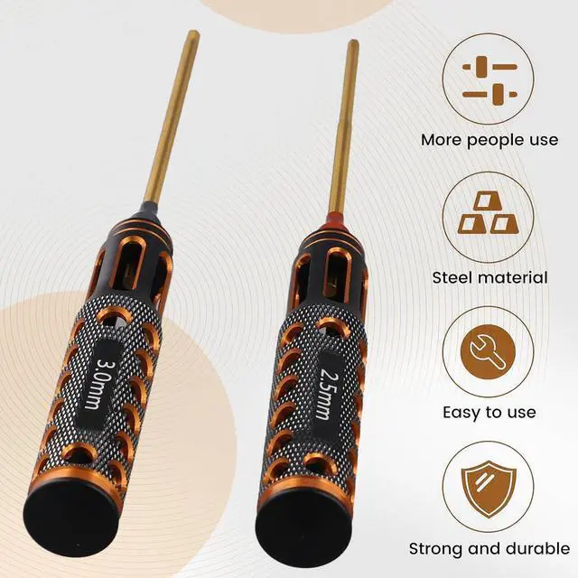 Alt view image 7 of 7 - 4pcs/Set Titanium Plating 1.5mm/2mm/2.5mm/3mm Hexagon Screwdriver Screw Driver Tool for Rc Model Car Boat Airplane