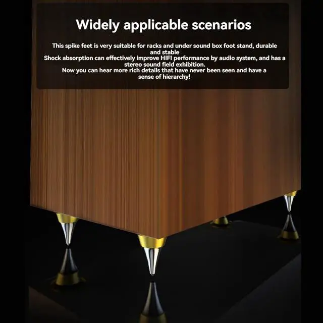 Alt view image 7 of 7 - Speaker Isolation Spike Feet Stand Damper Cone for HiFi Audio Turntable Recorder AMP M8 Silver