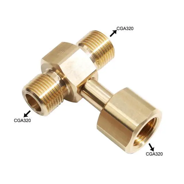 Alt view image 4 of 7 - CO2 Tank Adapter CO2 Cylinder Tank W21.8-14 Adapter Converter Tee Adapter T-Adapter 1 to 2 CGA320