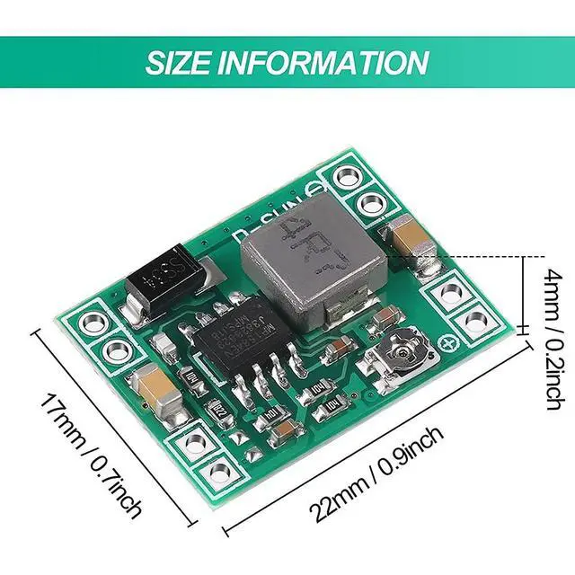 Alt view image 2 of 7 - 20 Pcs Mini MP1584EN DC-DC Buck Converter Adjustable Power Supply Module 24V to 12V 9V 5V 3V Reduced Voltage Regulator