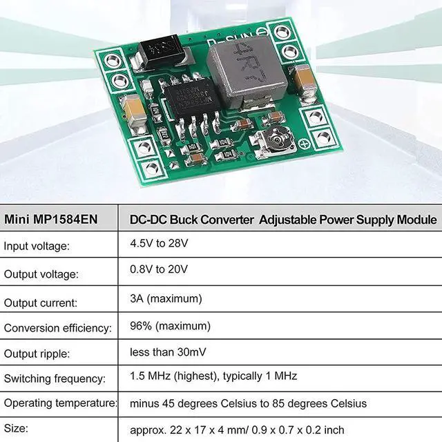 Alt view image 6 of 7 - 20 Pcs Mini MP1584EN DC-DC Buck Converter Adjustable Power Supply Module 24V to 12V 9V 5V 3V Reduced Voltage Regulator