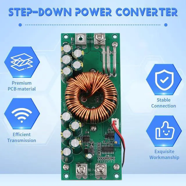 Alt view image 3 of 7 - DC-DC1500W DC Adjustable Step-Down Module 90V to 60V 48V 12V High Power 50A Power Converter