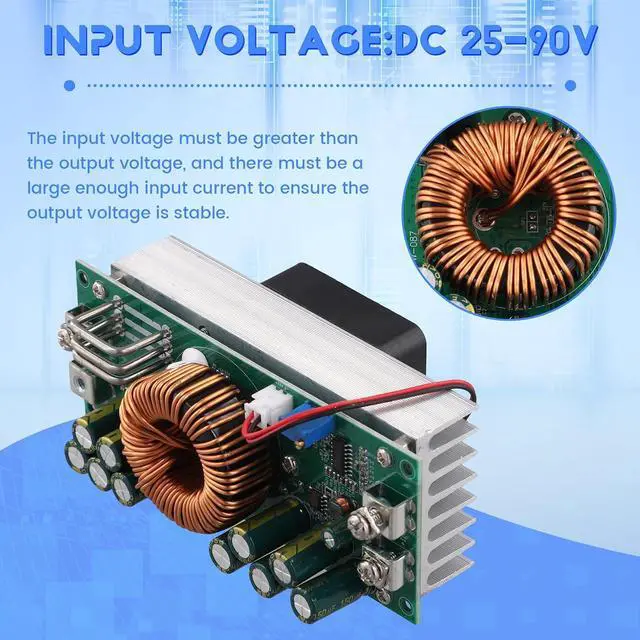 Alt view image 4 of 7 - DC-DC1500W DC Adjustable Step-Down Module 90V to 60V 48V 12V High Power 50A Power Converter