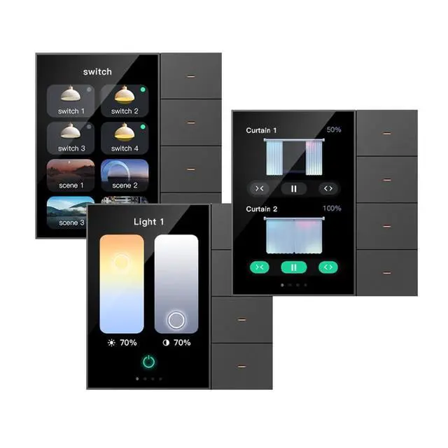 Alt view image 5 of 7 - 3.5 Inch Smart Wall Switch Touch Screen 4 Groups Switch 8-Way Scene Radar Sensor Dimming Switch Curtain Tuya Zigbee B