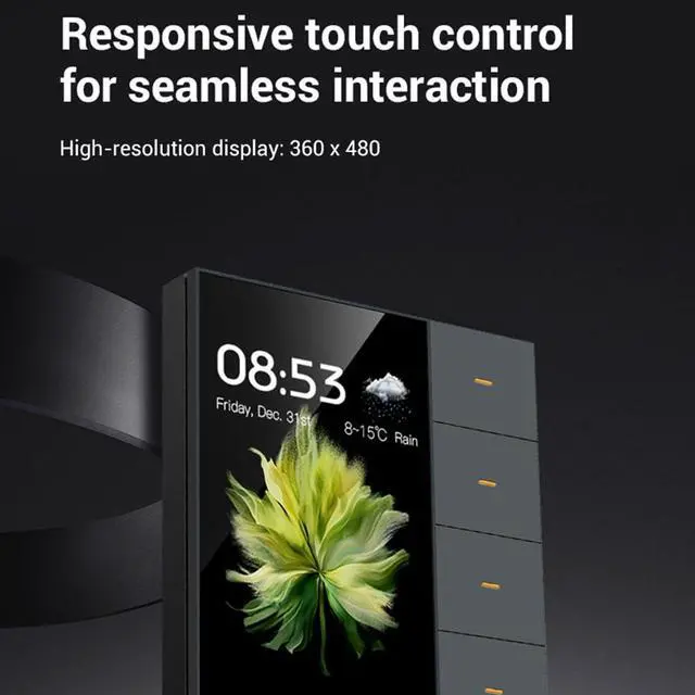 Alt view image 4 of 7 - 3.5 Inch Smart Wall Switch Touch Screen 4 Groups Switch 8-Way Scene Radar Sensor Dimming Switch Curtain Tuya Zigbee B