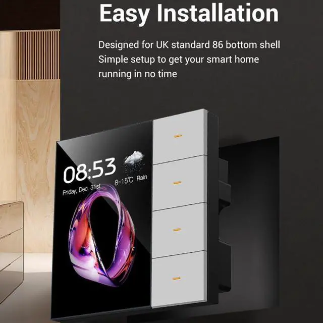 Alt view image 6 of 7 - 3.5 Inch Smart Wall Switch Touch Screen 4 Groups Switch 8-Way Scene Radar Sensor Dimming Switch Curtain Tuya Zigbee B