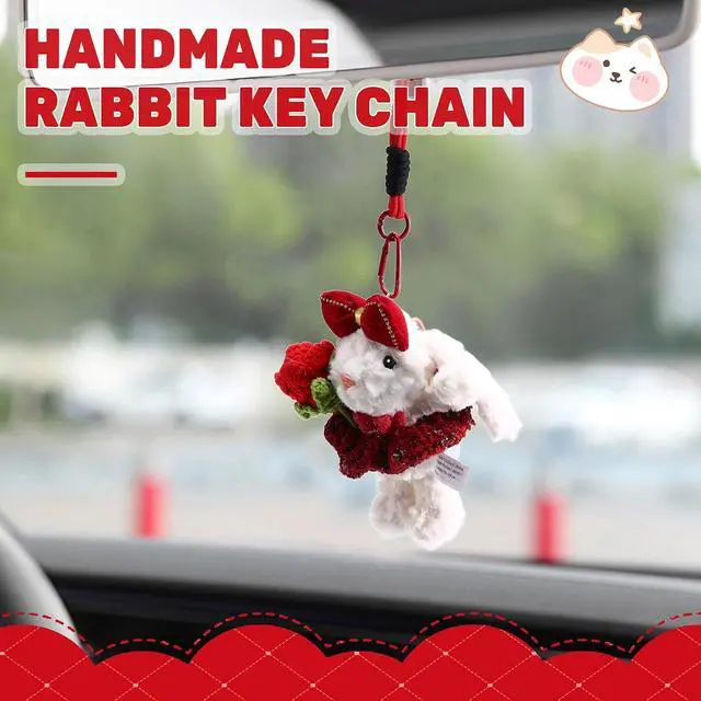 Alt view image 6 of 7 - Rose New Year Valentine'S Day Bunny Doll Handmade Keychain Bag Pendant Doll Gift
