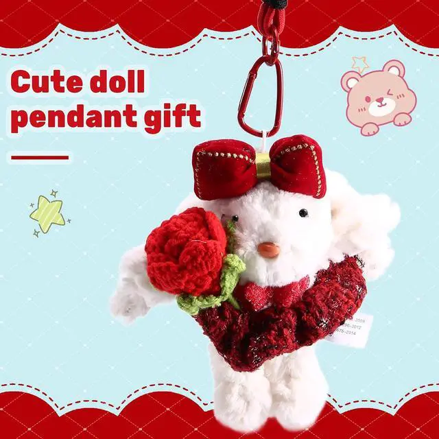 Alt view image 5 of 7 - Rose New Year Valentine'S Day Bunny Doll Handmade Keychain Bag Pendant Doll Gift