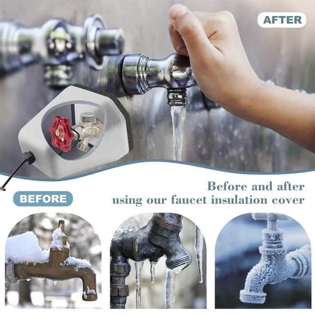 Alt view image 4 of 6 - 2Pack Outdoor Faucet Covers for Winter Foam Faucet Cover for Winter Freeze Protection Outdoor Spigot Covers Winter