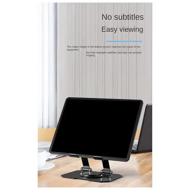 Alt view image 3 of 7 - 360° Tablet Stand Folding and Lifting Holder Desk Heat Dissipation Base Bracket Black