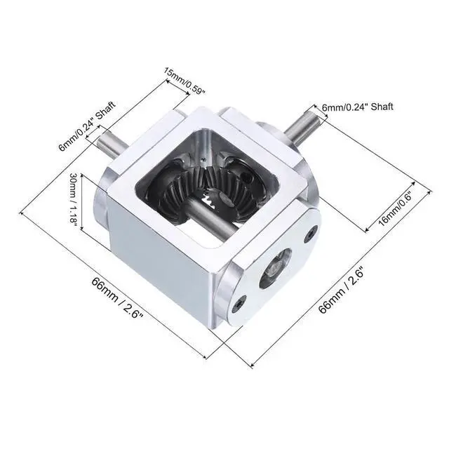 Alt view image 6 of 6 - Gear-Box 90 Degree Right Angle Bevel Gear-Box 1:1 Single Output Shaft 1 Module 20 Teeth Bevel Gear Aluminum Frame