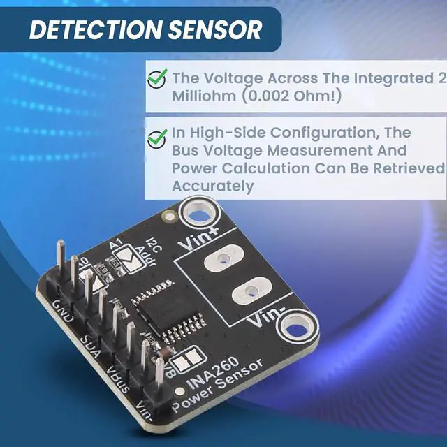 Alt view image 2 of 7 - INA260 Detection Sensor Module High or Low Side Voltage Current Power Sensor Portable Module
