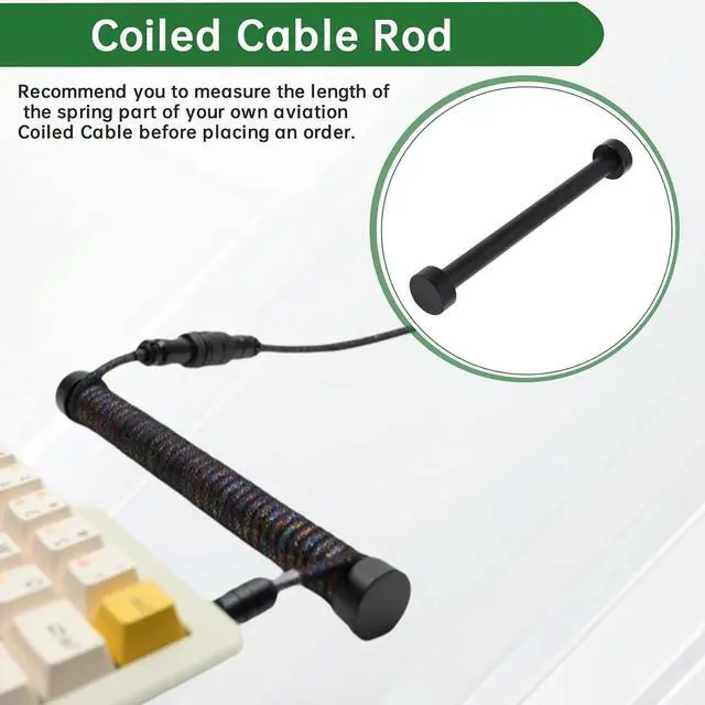 Alt view image 2 of 7 - Coiled Cable Protection Rod Keyboard Coiled Cable Weight Fixed Rod Spring Coiled Cable Protection Pole Rod Keyboard Cord Rod Black