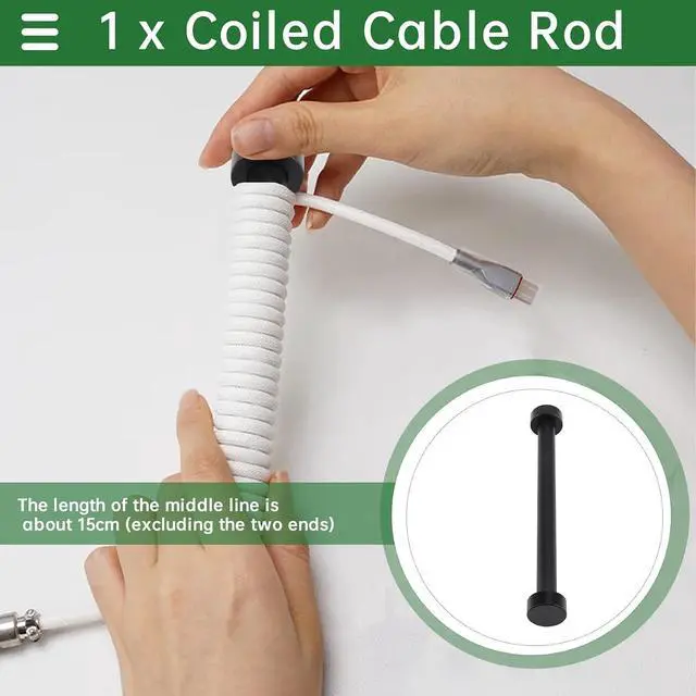 Alt view image 3 of 7 - Coiled Cable Protection Rod Keyboard Coiled Cable Weight Fixed Rod Spring Coiled Cable Protection Pole Rod Keyboard Cord Rod Black