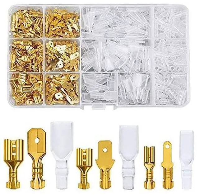Main image of 720 Pieces of 2.8/4.8/6.3mm Male and Female Quick Crimping Terminal Blocks with Insulating Sleeve Combination Kit