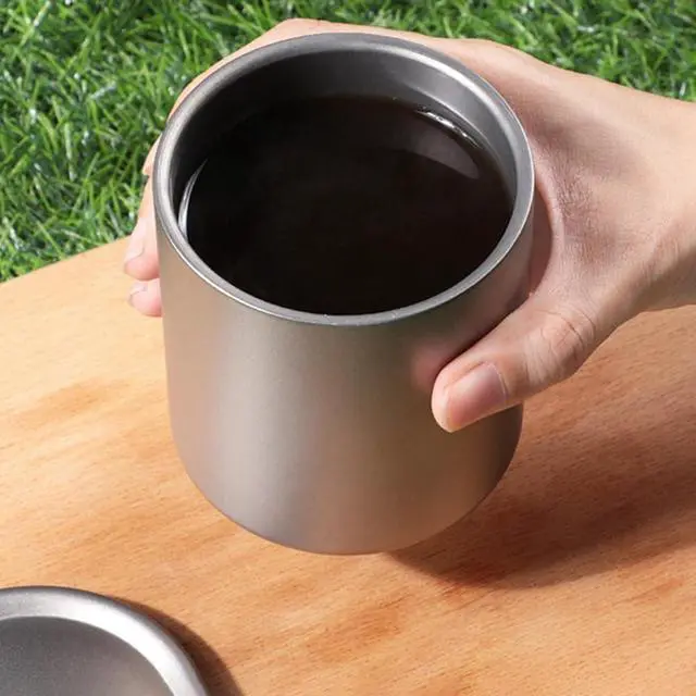 Alt view image 4 of 7 - 600Ml Double Wall Titanium Water Cup Coffee Tea Mug Fit for Home Office Outdoor Camping Hiking Picnic Without Handle