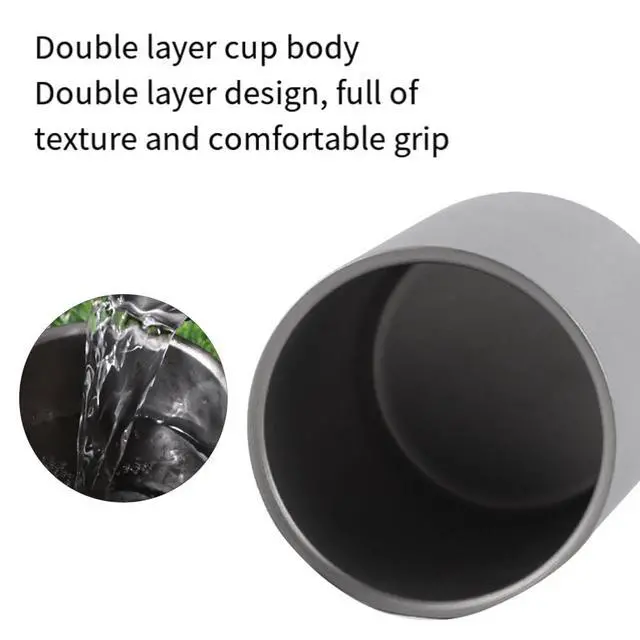 Alt view image 6 of 7 - 600Ml Double Wall Titanium Water Cup Coffee Tea Mug Fit for Home Office Outdoor Camping Hiking Picnic Without Handle