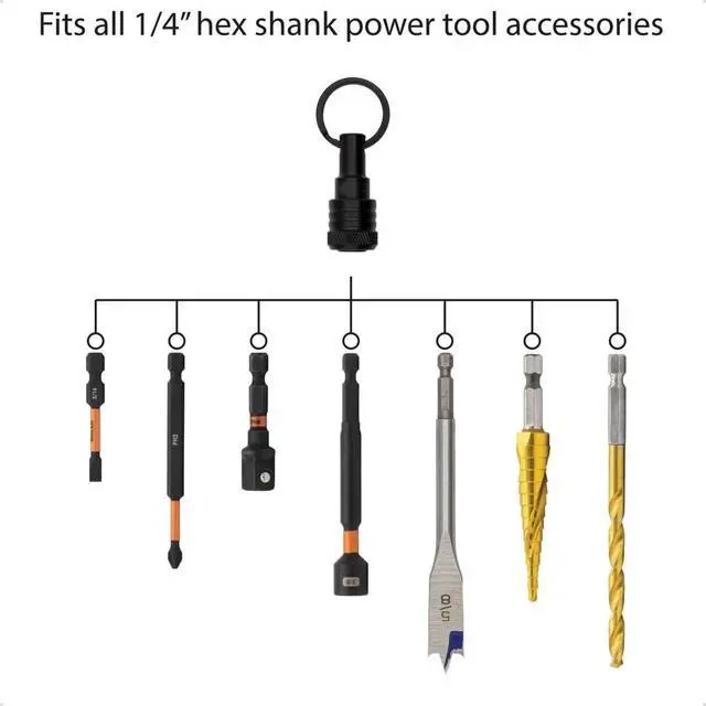 Alt view image 2 of 6 - 6PCS Bit Holders Keychain, 1/4 Inch Hex Shank Bit Holders, Quick-Change Design for Nut Driver, Screwdriver & Drill Bits
