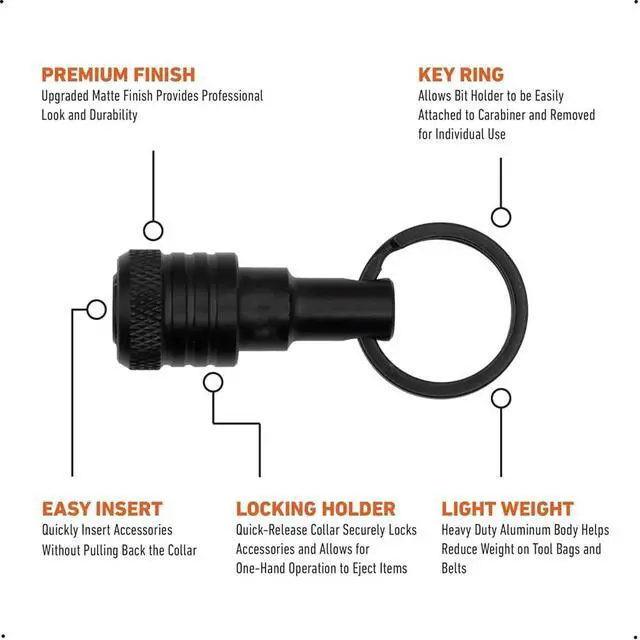 Alt view image 4 of 6 - 6PCS Bit Holders Keychain, 1/4 Inch Hex Shank Bit Holders, Quick-Change Design for Nut Driver, Screwdriver & Drill Bits