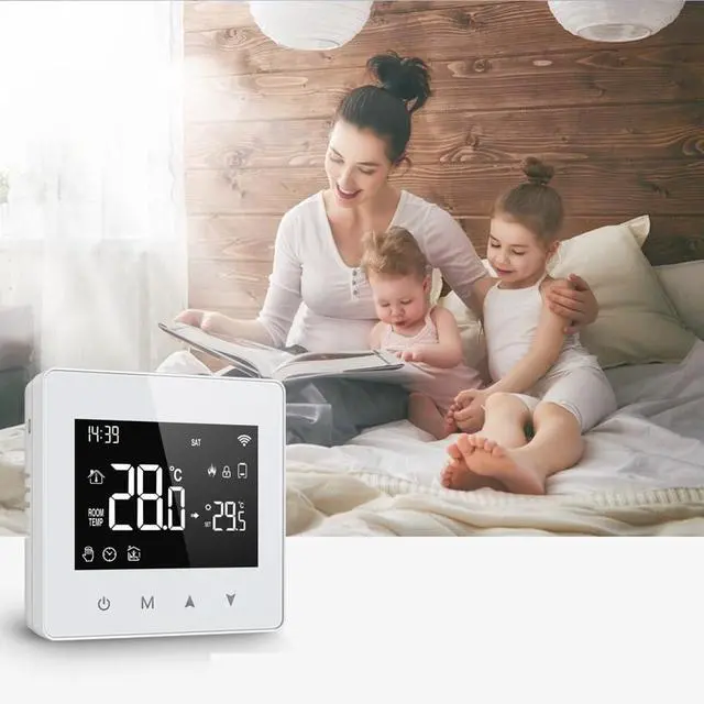 Alt view image 6 of 7 - Tuya Wifi Thermostat Smart Home Battery Powered Temperature Controller for Gas Boiler Works with Voice Assistant White ABS Remote Thermostat