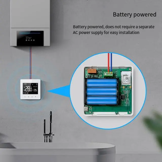 Alt view image 2 of 7 - Tuya Wifi Thermostat Smart Home Battery Powered Temperature Controller for Gas Boiler Works with Voice Assistant White ABS Remote Thermostat