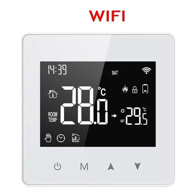 Alt view image 3 of 7 - Tuya Wifi Thermostat Smart Home Battery Powered Temperature Controller for Gas Boiler Works with Voice Assistant White ABS Remote Thermostat