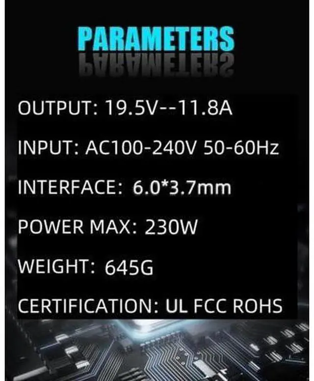 Alt view image 2 of 5 - 230W Laptop Charger for Asus Rog Zephyrus M15 M16 G16 GU501G GU501GM GU501 GM501GM GM501GS GM501G GM501 GU502GV GU502GU GU502G GU502LW GU502LWS GU502LU GU502LV GU502L GU502 GU603HE Adapter