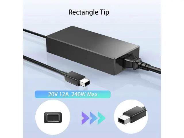 Alt view image 2 of 5 - 240W Laptop Charger ADP-240EB B with Rectangle Conn Fit for ASUS ROG Zephyrus G16 GU605 GU605C GU605M TUF Gaming A16 FA608 FA608U FA608W (2024-2025), ProArt P16 PX13 H7606 HN7306, 20V 12A AC Adapter