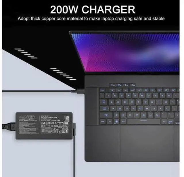 Alt view image 5 of 5 - 20V 10A 200W Laptop Charger for Asus ROG Zephyrus G16 gu605 gu605m ga605w ga605 Asus TUF Gaming A14 fa401u fa401w ProArt P16 h7606 pz13 ht5306 PX13 hn7306 Power Supply adp-200jb k