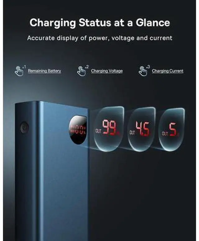 Alt view image 5 of 7 - Baseus Power Bank, 20000mAh 65W Metal Laptop Portable Charger, 4-Port USB C Battery Pack, PD3.0 Fast Charging Battery Bank for MacBook Dell XPS IPad iPhone 15/14/13/12 Pro Samsung S23 S22 Steam Deck
