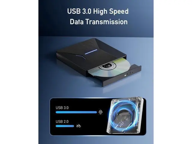Alt view image 3 of 5 - External Blu-ray Drives for Laptop, External Blueray/dvd Drive for PC, USB 3.0 and Type-C Bluray Burner, CD DVD Blu Ray Disc Reader Writer Compatible with Windows XP/7/8/10, Laptop, Desktop, MacOS