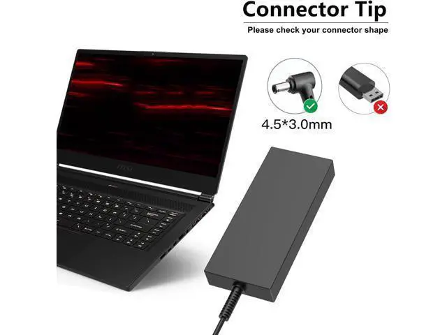 Alt view image 2 of 3 - 200W Laptop Charger Compatible with MSI Katana 15 17 A17 A15 AI GF66 GF76 B13V B12V B13VFK B13VEK B13VGK B12VGK B12VFK B12VEK B8V B8VF B8VG B8VE 12UE 12UG 12UD 11UE Power Adapter