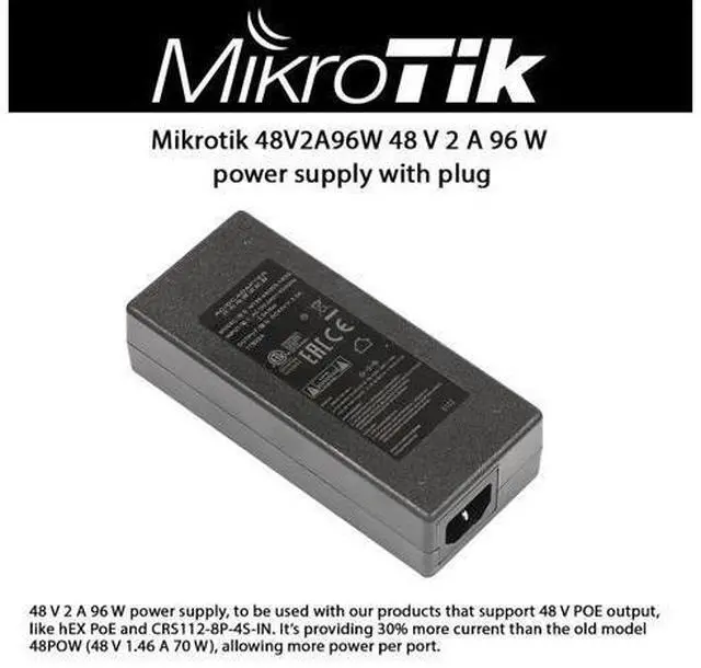 Main image of Mikrotik 48V2A96W 48 V 2 A 96 W power supply with plug