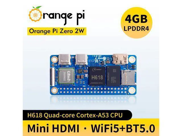 Alt view image 2 of 5 - Orange Pi Zero 2W 4GB 40 Pin Allwinner H618 LPDDR4 Quad Core 64 Bit Single Board Computer, 1.5GHz Frequency WiFi 5.0 Bluetooth 5.0 onboard Antenna Support 4K Display Run Android Ubuntu (Zero 2W 4G)