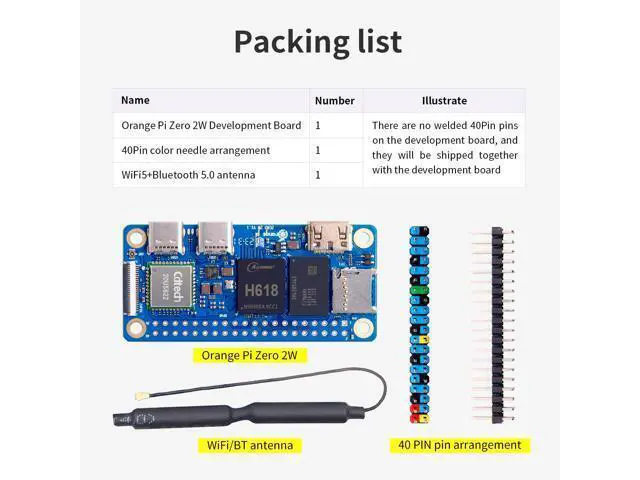 Alt view image 3 of 5 - Orange Pi Zero 2W 4GB 40 Pin Allwinner H618 LPDDR4 Quad Core 64 Bit Single Board Computer, 1.5GHz Frequency WiFi 5.0 Bluetooth 5.0 onboard Antenna Support 4K Display Run Android Ubuntu (Zero 2W 4G)