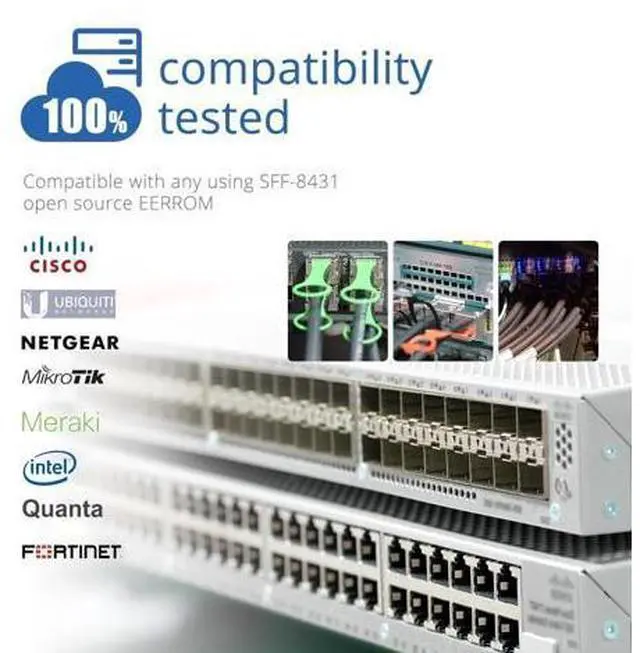 Alt view image 4 of 7 - H!Fiber.com 10G SFP+ DAC Cable, 5m 10GBASE-CU Passive Twinax Cable for Cisco SFP-H10GB-CU5M, Ubiquiti UniFi UC-DAC-SFP+, Meraki, Mikrotik, Intel, Fortinet, Netgear, 2 Pack