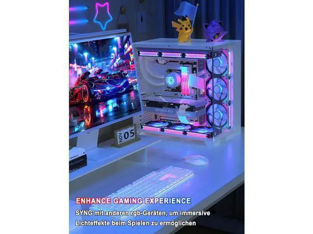 Alt view image 6 of 7 - ARGB PSU Extension Cable Kit, Soft Integrated LED Strip PVC Sleeved Power Extenders, 16AWG 24Pin ATX + Dual 8Pin PCIe Complete Set, Addressable RGB for Custom Gaming PC Modding
