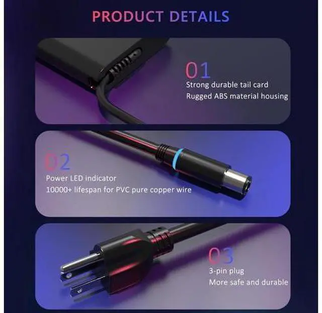 Alt view image 7 of 7 - New Slim 240W Laptop Charger Compatible with Dell Alienware M15, M17, 17, 15, X15, X16, X17, Area 51M, M17X, M18X, X51 Power Supply Cord 7.4mm Tip