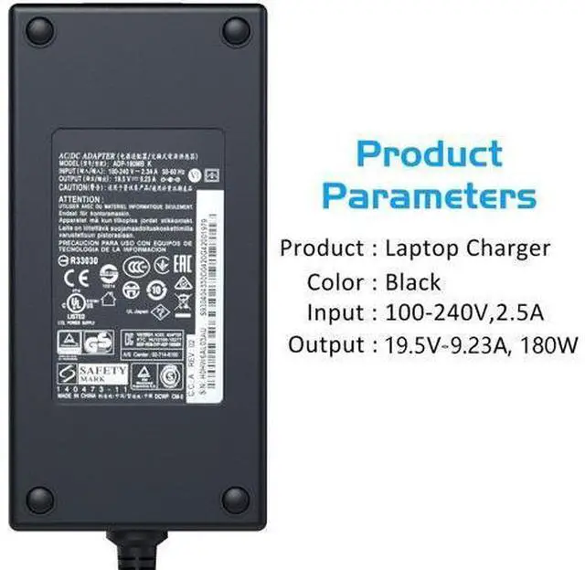 Alt view image 3 of 5 - New 180W AC Charger Fit for Dell Alienware 13 14 15 17 R2 R3 R4 R5 Alienware M14X M17X R4 X51 R2 Alienware Alpha ASM100; Alienware Alpha ASM-R2 Alienware Area 51M Laptop Power Adapter Supply