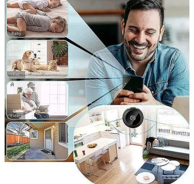 Alt view image 3 of 7 - Guardhouse Magnetic Mini Security Camera,Hidden Mini 1080P HD Wireless WiFi Spy Camera,Small Home Pet Nanny Camera Monitoring,Wide-Angle Lens,Night Vision,Motion Detection/Smart Alerts (2PC*64GB)