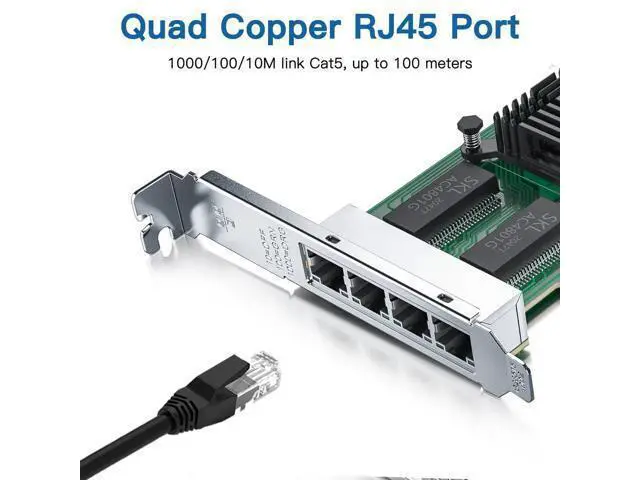 Alt view image 2 of 5 - H!Fiber Gigabit 4 Port NIC with Intel I350 Chip, 1Gb Network Card Compare to Intel I350-T4 NIC, Quad RJ45 Ports, PCI Express 2.1 X4, Ethernet Card with Low Profile for Windows/Windows Server/Linux